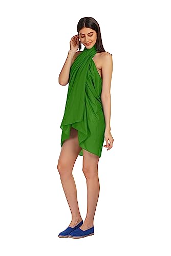 ALLEN & MATE Womens Cotton Beach Cover Up Sarong Pareo Swimsuit Cover-Up Wrap Skirt Many Solid Colours with Coconut Shell