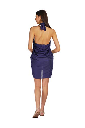 ALLEN & MATE Womens Cotton Beach Cover Up Sarong Pareo Swimsuit Cover-Up Wrap Skirt Many Solid Colours with Coconut Shell