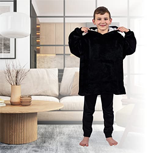ALLEN & MATE Hoodie Blanket for Kids Adults, Oversized Blanket Hoodie, Warm Dressing Gown, Soft Fleece Hooded Robe, Gifts for Boys Girls Teens Adults