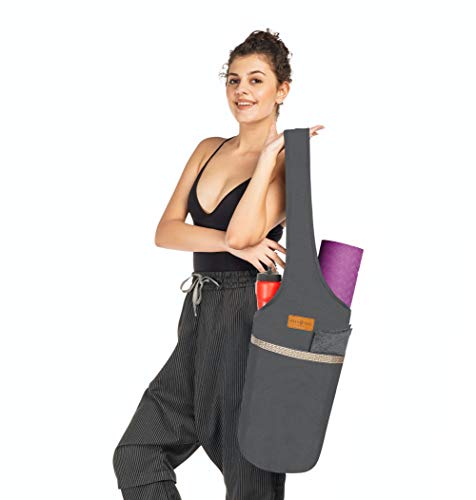 ALLEN & MATE Large Yoga Mat Bag with Side Pocket and Zipper Pocket, Fit Most Size Mats