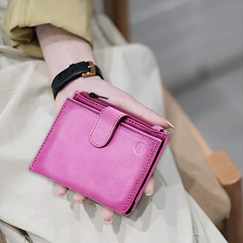 ALLEN & MATE Leather Card Holder Slim Wallet with Zip Coin Pocket, RFID Blocking Minimalist Wallet Credit Card Holder, Holds up to 7 Cards and Bank Notes, with Gift Box