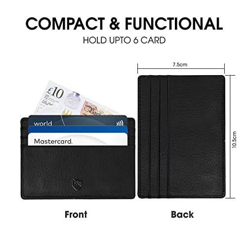 ALLEN & MATE Leather Card Holder Slim Wallet, Minimalist Wallet Credit Card Holder for Men, Women - Holds up to 6 Cards and Bank Notes, with Gift Box