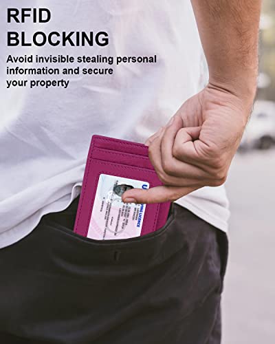 ALLEN & MATE Leather Card Holder Slim Wallet, RFID Blocking Minimalist Wallet Credit Card Holder, Holds Cards and Bank Notes