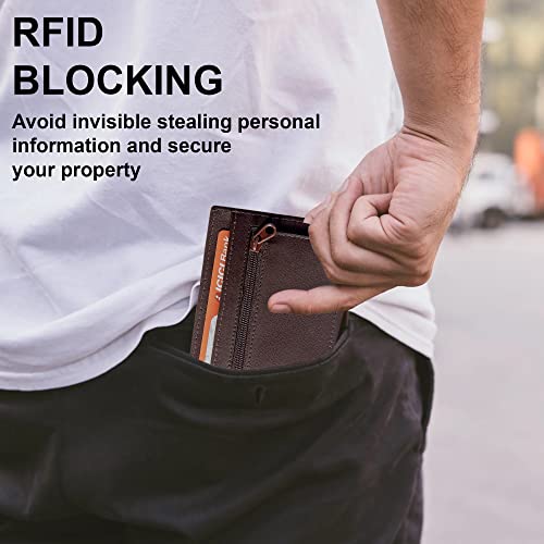 ALLEN & MATE Leather Card Holder Slim Wallet, RFID Blocking Minimalist Wallet Credit Card Holder, Holds Cards and Bank Notes