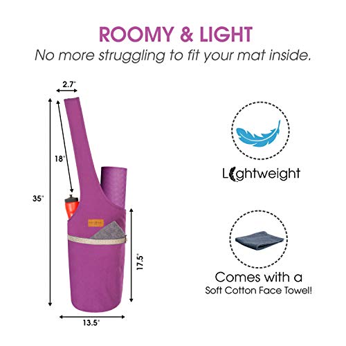 ALLEN & MATE Large Yoga Mat Bag with Side Pocket and Zipper Pocket, Fit Most Size Mats