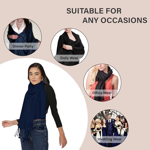 ALLEN & MATE Handcrafted Soft Pashmina Shawl Scarf Wrap Stole for Women in Solid Colors