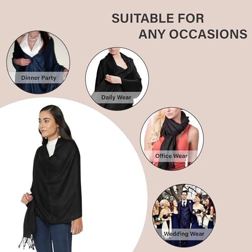 ALLEN & MATE Handcrafted Soft Pashmina Shawl Scarf Wrap Stole for Women in Solid Colors