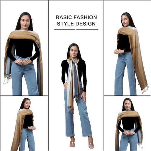 ALLEN & MATE Handcrafted Soft Pashmina Shawl Scarf Wrap Stole for Women in Solid Colors