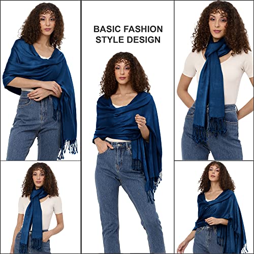 ALLEN & MATE Handcrafted Soft Pashmina Shawl Scarf Wrap Stole for Women in Solid Colors