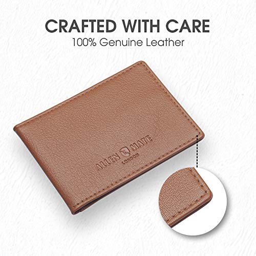 ALLEN & MATE Genuine Leather Bus Pass Travel Card Holder/Driving License Oyster, Minimalist Wallet Credit Card Holder
