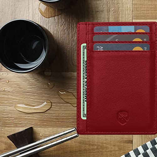 ALLEN & MATE Leather Card Holder Slim Wallet, RFID Blocking Minimalist Wallet Credit Card Holder, Holds Cards and Bank Notes