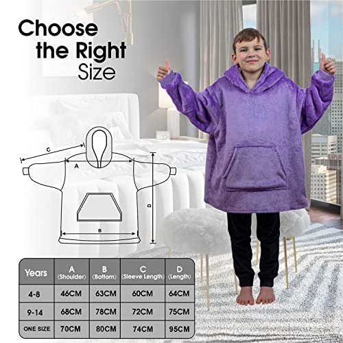 ALLEN & MATE Hoodie Blanket for Kids Adults, Oversized Blanket Hoodie, Warm Dressing Gown, Soft Fleece Hooded Robe, Gifts for Boys Girls Teens Adults