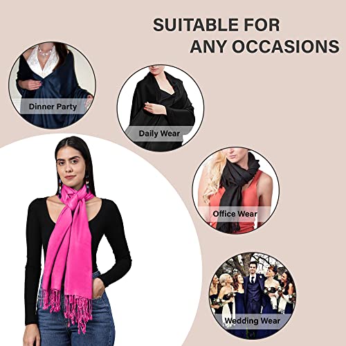 ALLEN & MATE Handcrafted Soft Pashmina Shawl Scarf Wrap Stole for Women in Solid Colors