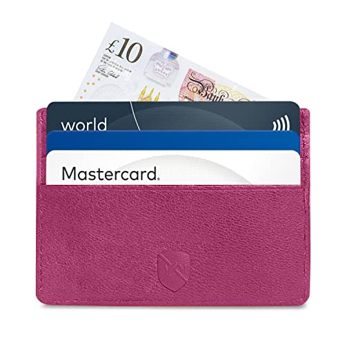 ALLEN & MATE Leather Card Holder Slim Wallet, Minimalist Wallet Credit Card Holder for Men, Women - Holds up to 6 Cards and Bank Notes, with Gift Box
