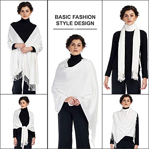 ALLEN & MATE Handcrafted Soft Pashmina Shawl Scarf Wrap Stole for Women in Solid Colors