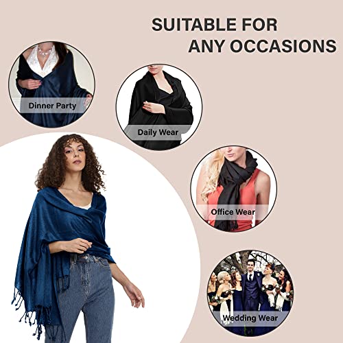 ALLEN & MATE Handcrafted Soft Pashmina Shawl Scarf Wrap Stole for Women in Solid Colors
