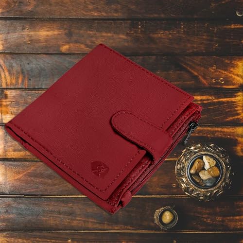 ALLEN & MATE Leather Card Holder Slim Wallet with Zip Coin Pocket, RFID Blocking Minimalist Wallet Credit Card Holder, Holds up to 7 Cards and Bank Notes, with Gift Box