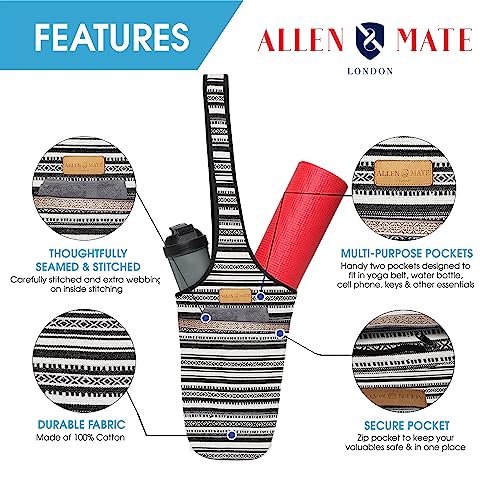 ALLEN & MATE Large Yoga Mat Bag with Side Pocket and Zipper Pocket, Fit Most Size Mats