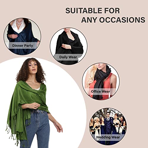 ALLEN & MATE Handcrafted Soft Pashmina Shawl Scarf Wrap Stole for Women in Solid Colors