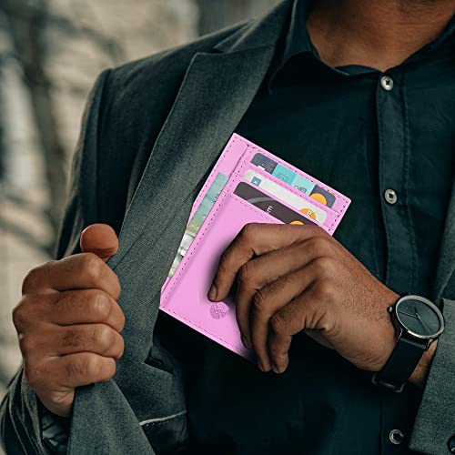 ALLEN & MATE Leather Card Holder Slim Wallet, RFID Blocking Minimalist Wallet Credit Card Holder, Holds Cards and Bank Notes