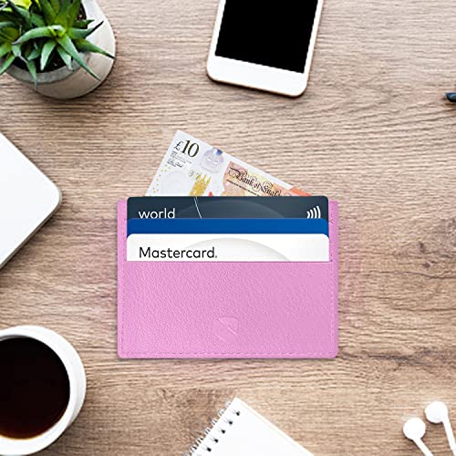 ALLEN & MATE Leather Card Holder Slim Wallet, Minimalist Wallet Credit Card Holder for Men, Women - Holds up to 6 Cards and Bank Notes, with Gift Box