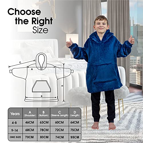 ALLEN & MATE Hoodie Blanket for Kids Adults, Oversized Blanket Hoodie, Warm Dressing Gown, Soft Fleece Hooded Robe, Gifts for Boys Girls Teens Adults