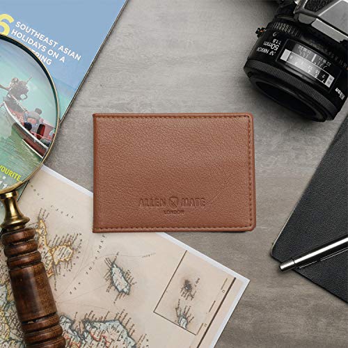 ALLEN & MATE Genuine Leather Bus Pass Travel Card Holder/Driving License Oyster, Minimalist Wallet Credit Card Holder