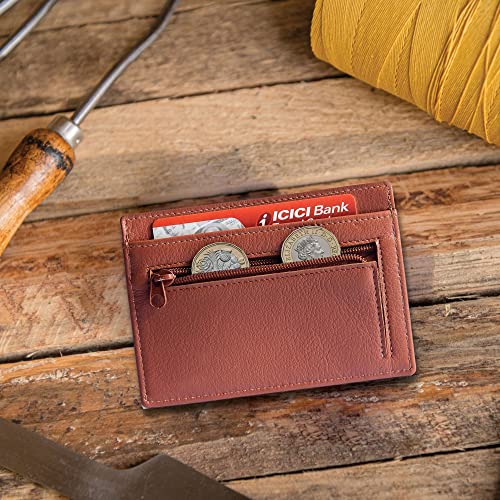 ALLEN & MATE Leather Card Holder Slim Wallet, RFID Blocking Minimalist Wallet Credit Card Holder, Holds Cards and Bank Notes