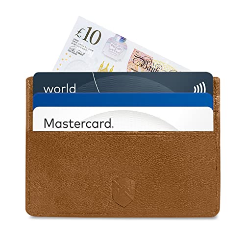 ALLEN & MATE Leather Card Holder Slim Wallet, Minimalist Wallet Credit Card Holder for Men, Women - Holds up to 6 Cards and Bank Notes, with Gift Box