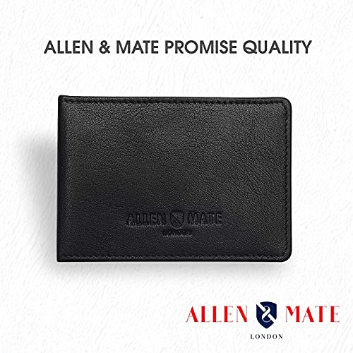 ALLEN & MATE Genuine Leather Bus Pass Travel Card Holder/Driving License Oyster, Minimalist Wallet Credit Card Holder