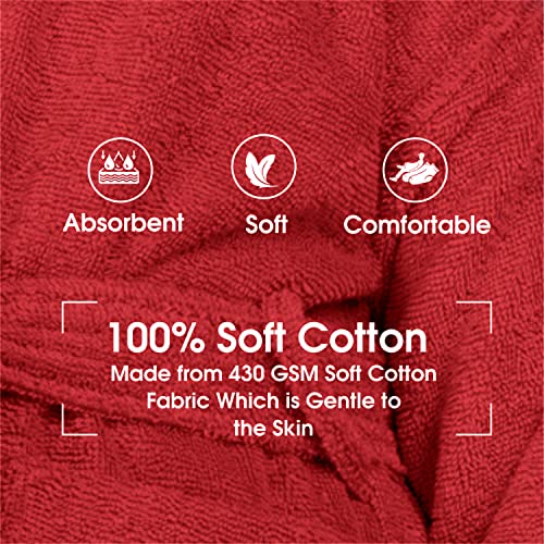 ALLEN & MATE Children 100% Cotton Hooded Bathrobe for Kids Boys Girls Soft Terry Towel Dressing Gown 2-13 Years