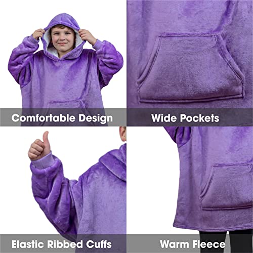 ALLEN & MATE Hoodie Blanket for Kids Adults, Oversized Blanket Hoodie, Warm Dressing Gown, Soft Fleece Hooded Robe, Gifts for Boys Girls Teens Adults