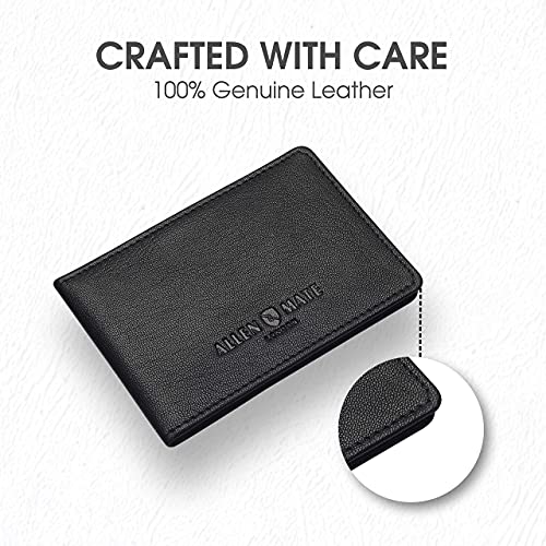 ALLEN & MATE Genuine Leather Bus Pass Travel Card Holder/Driving License Oyster, Minimalist Wallet Credit Card Holder