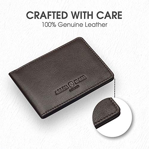 ALLEN & MATE Genuine Leather Bus Pass Travel Card Holder/Driving License Oyster, Minimalist Wallet Credit Card Holder