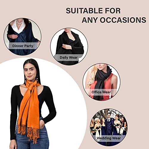 ALLEN & MATE Handcrafted Soft Pashmina Shawl Scarf Wrap Stole for Women in Solid Colors