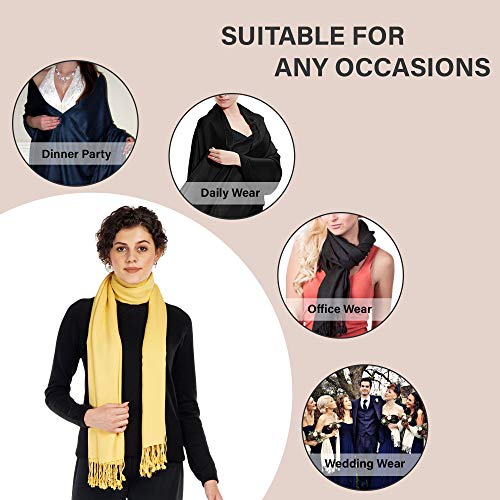 ALLEN & MATE Handcrafted Soft Pashmina Shawl Scarf Wrap Stole for Women in Solid Colors