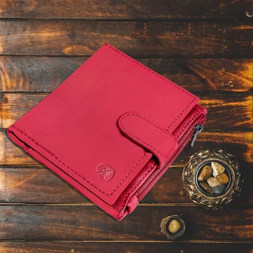 ALLEN & MATE Leather Card Holder Slim Wallet with Zip Coin Pocket, RFID Blocking Minimalist Wallet Credit Card Holder, Holds up to 7 Cards and Bank Notes, with Gift Box