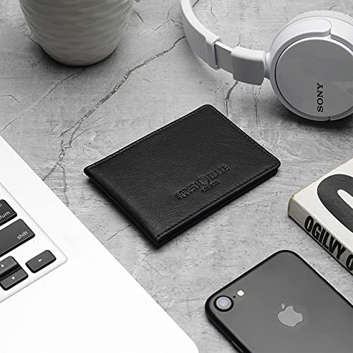 ALLEN & MATE Genuine Leather Bus Pass Travel Card Holder/Driving License Oyster, Minimalist Wallet Credit Card Holder