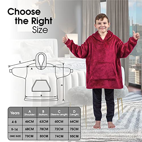 ALLEN & MATE Hoodie Blanket for Kids Adults, Oversized Blanket Hoodie, Warm Dressing Gown, Soft Fleece Hooded Robe, Gifts for Boys Girls Teens Adults