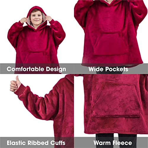 ALLEN & MATE Hoodie Blanket for Kids Adults, Oversized Blanket Hoodie, Warm Dressing Gown, Soft Fleece Hooded Robe, Gifts for Boys Girls Teens Adults