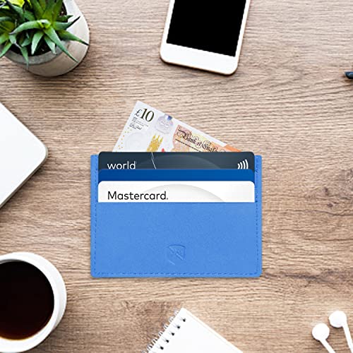 ALLEN & MATE Leather Card Holder Slim Wallet, Minimalist Wallet Credit Card Holder for Men, Women - Holds up to 6 Cards and Bank Notes, with Gift Box