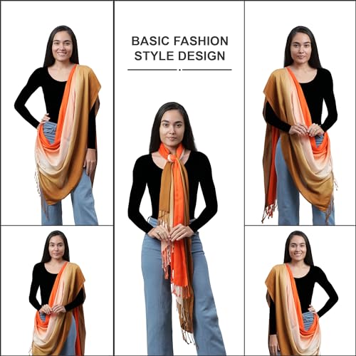 ALLEN & MATE Handcrafted Soft Pashmina Shawl Scarf Wrap Stole for Women in Solid Colors