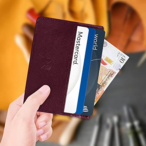 ALLEN & MATE Leather Card Holder Slim Wallet, Minimalist Wallet Credit Card Holder for Men, Women - Holds up to 6 Cards and Bank Notes, with Gift Box