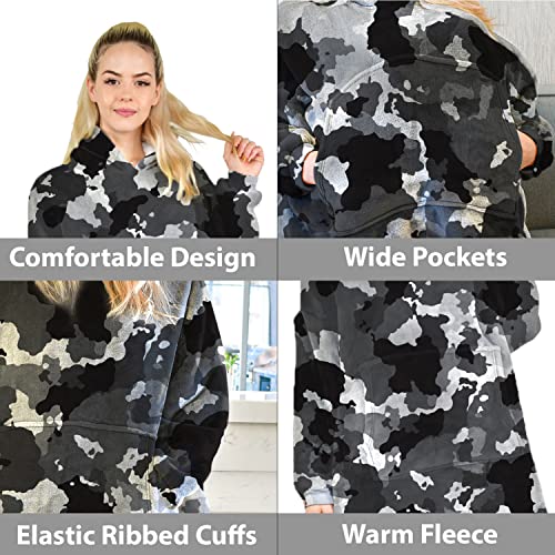 ALLEN & MATE Hoodie Blanket for Kids Adults, Oversized Blanket Hoodie, Warm Dressing Gown, Soft Fleece Hooded Robe, Gifts for Boys Girls Teens Adults
