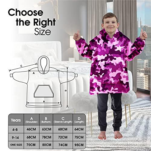 ALLEN & MATE Hoodie Blanket for Kids Adults, Oversized Blanket Hoodie, Warm Dressing Gown, Soft Fleece Hooded Robe, Gifts for Boys Girls Teens Adults