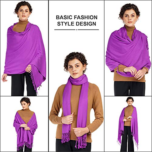 ALLEN & MATE Handcrafted Soft Pashmina Shawl Scarf Wrap Stole for Women in Solid Colors