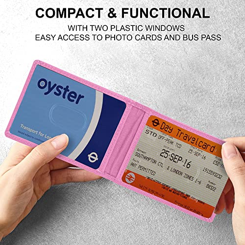 ALLEN & MATE Genuine Leather Bus Pass Travel Card Holder/Driving License Oyster, Minimalist Wallet Credit Card Holder