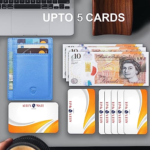ALLEN & MATE Leather Card Holder Slim Wallet, RFID Blocking Minimalist Wallet Credit Card Holder, Holds Cards and Bank Notes