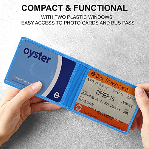 ALLEN & MATE Genuine Leather Bus Pass Travel Card Holder/Driving License Oyster, Minimalist Wallet Credit Card Holder