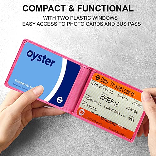 ALLEN & MATE Genuine Leather Bus Pass Travel Card Holder/Driving License Oyster, Minimalist Wallet Credit Card Holder